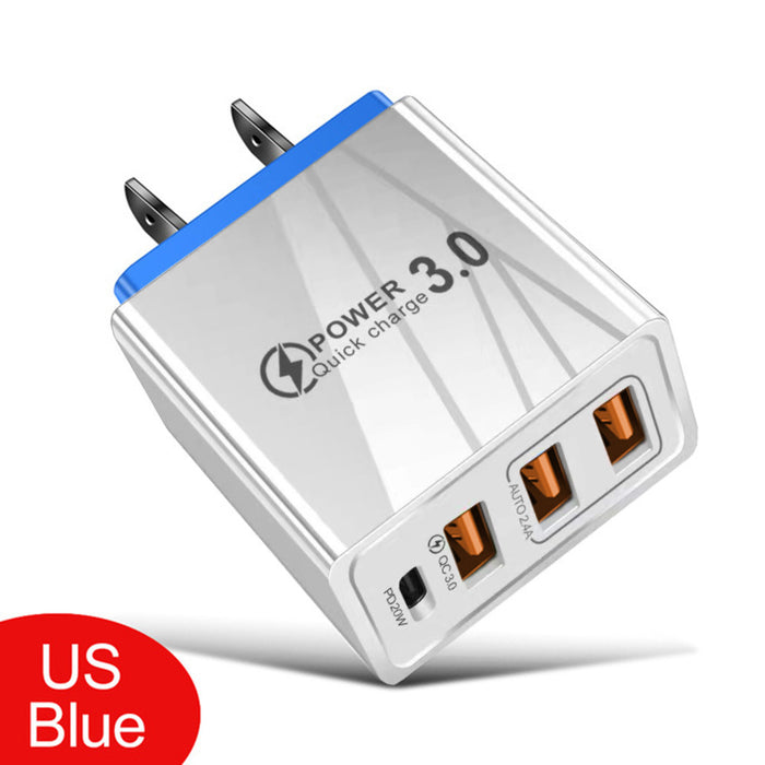 3-Port USB + USB-C PD Travel Charger