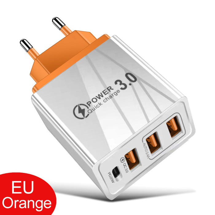 3-Port USB + USB-C PD Travel Charger
