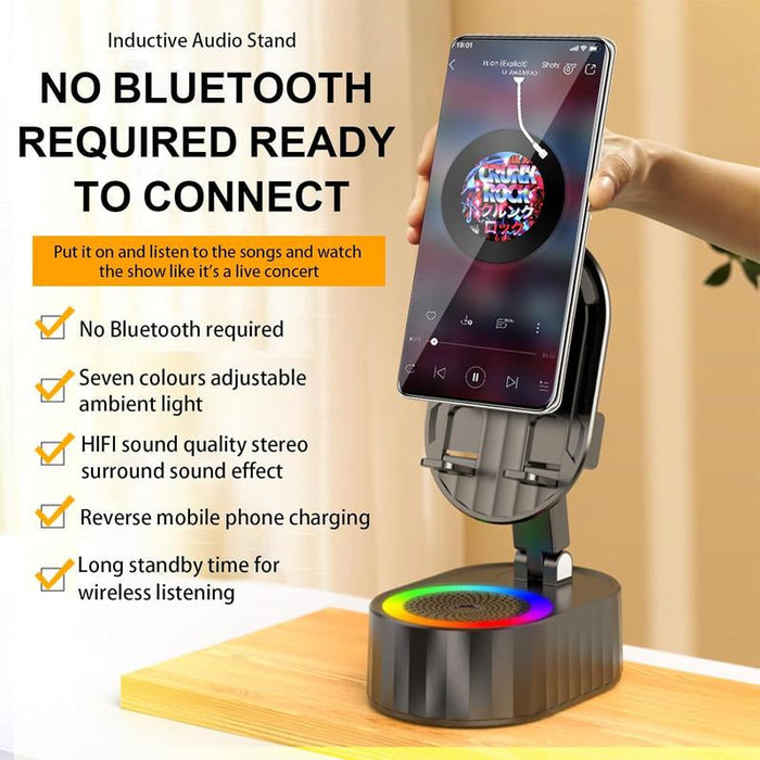 Phone Stand with Wireless Bluetooth Speaker (HD Surround Sound)