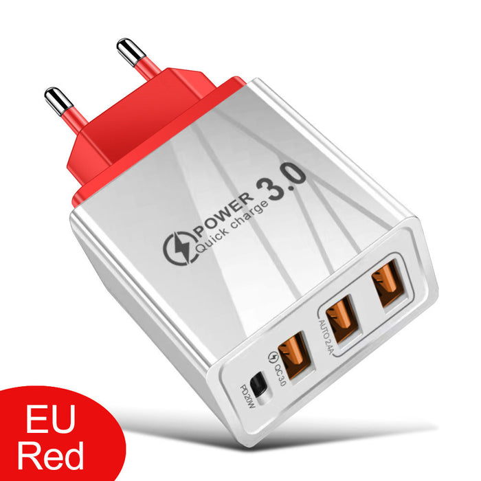 3-Port USB + USB-C PD Travel Charger