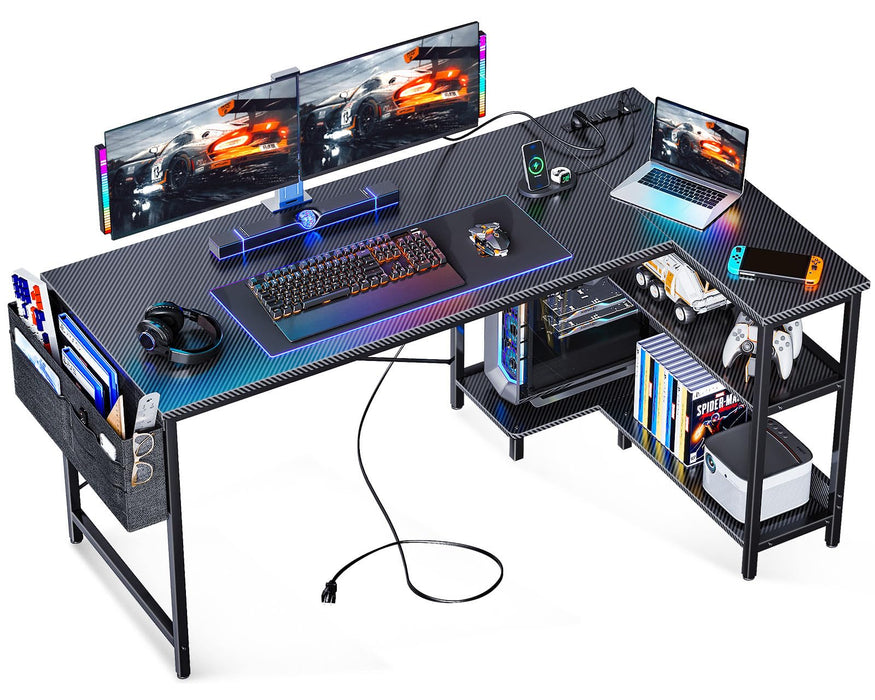 ODK 55-inch L-Shaped Gaming Desk with Charging Hub