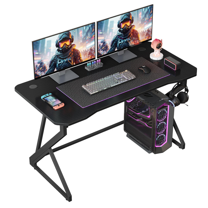 Grandder Z-Shape 40" Gamer Desk with Carbon Fiber Top