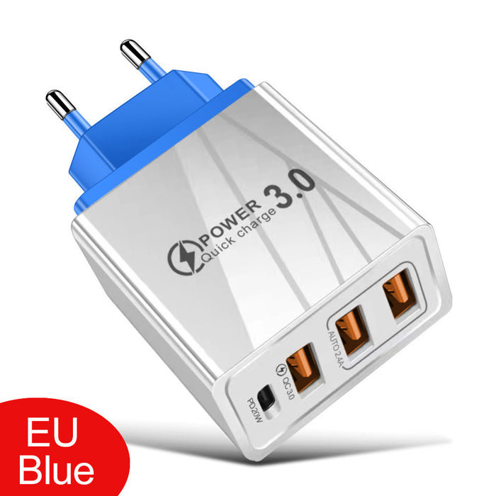 3-Port USB + USB-C PD Travel Charger