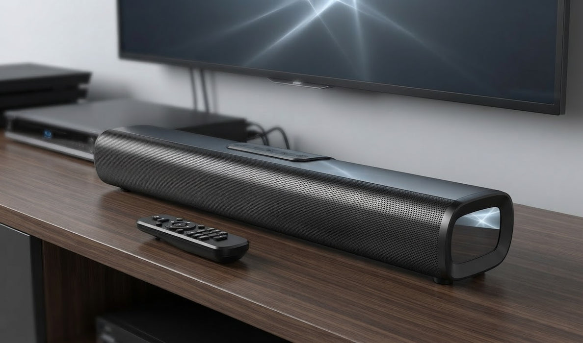 Upgrade your audio experience with the OFFSIR Sound Bar for TV! This compact 16-inch Bluetooth sound bar packs a punch with 50 watts of power, offering immersive surround sound for your TV, PC, or gaming setup. Connect effortlessly with HDMI (ARC), Optica